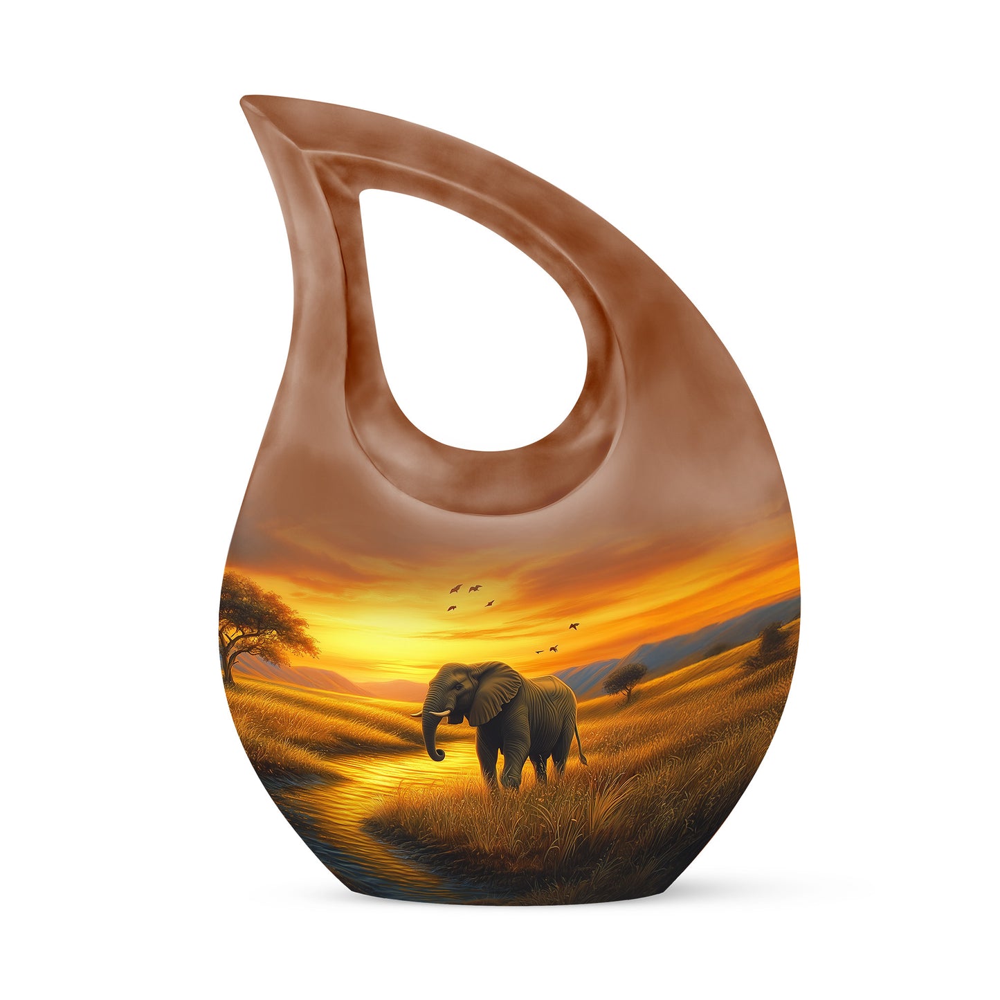 Gold Venerable Elephant Cremation Urns for Human Ashes - 10-inch, 200 cu in - Yatskia