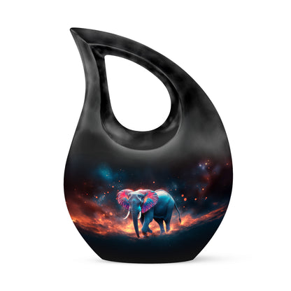 Divine Black Elephant Cremation Urn for Ashes - 10-inch, 200 cu in - Yatskia
