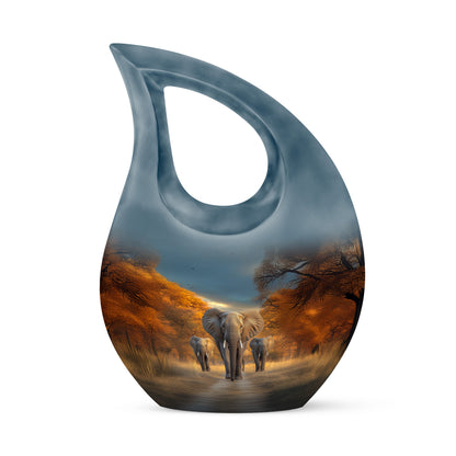 Personalized Elegant Elephant Cremation Urns - Blue 10-inch, 200 cu in - Yatskia
