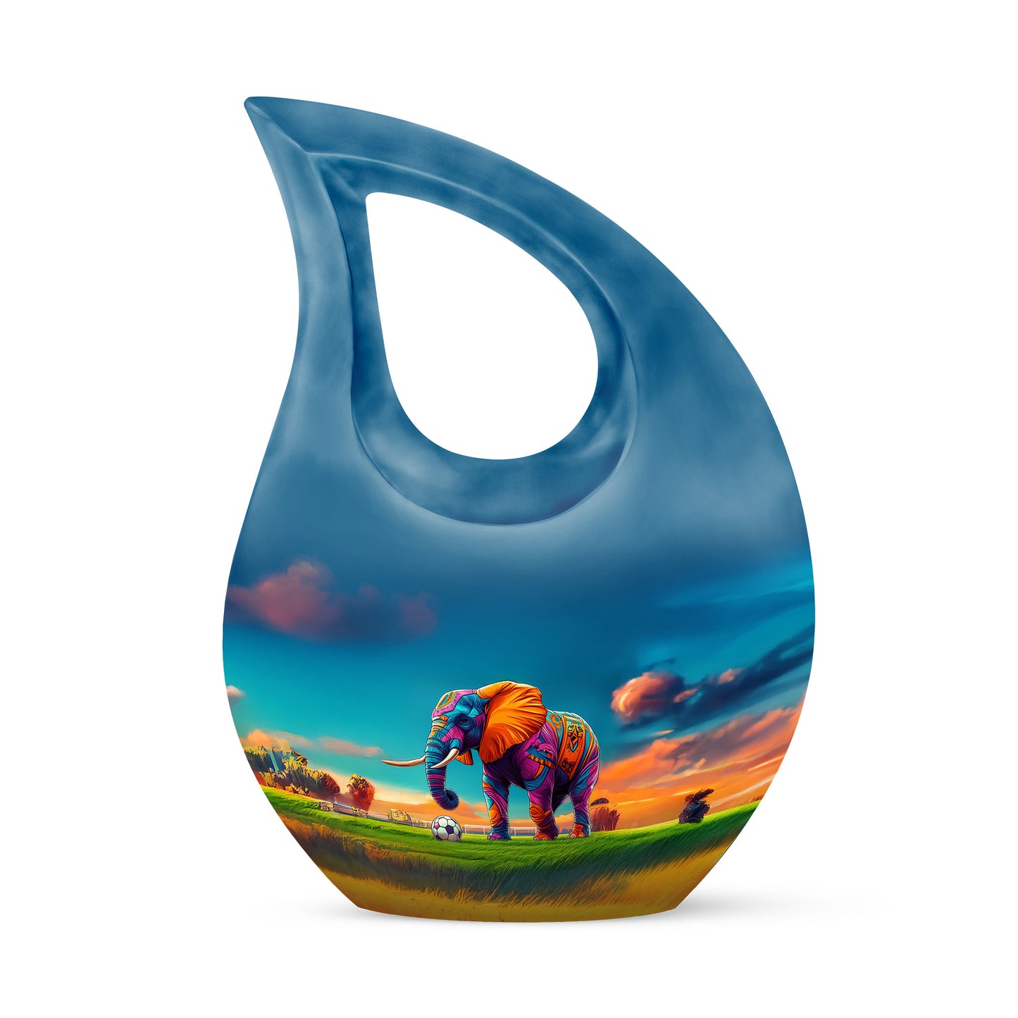 Personalized Elephant Cremation Urns - Soothing Blue 10-inch, 200 cu in - Yatskia
