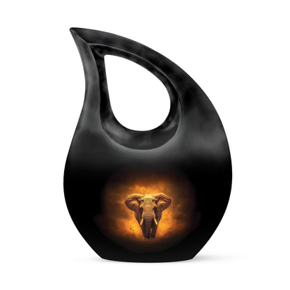 Black Treasured Elephant Cremation Urns for Human Ashes - 10-inch, 200 cu in - Yatskia