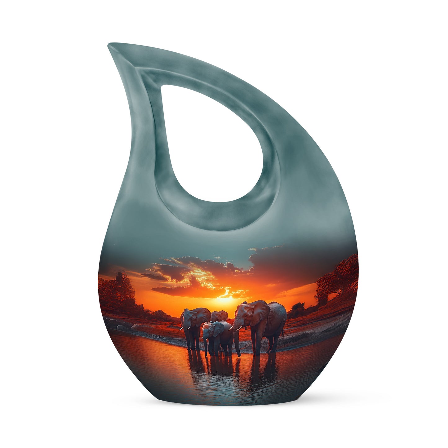 Everlasting Teal Elephant Solace Urn for Human Ashes - 10-inch, 200 cu in - Yatskia