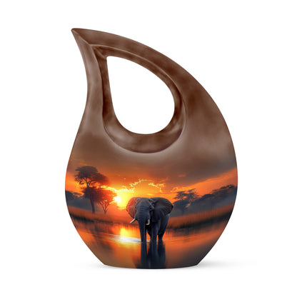 Personalized Elephant Cremation Urns - Tranquil Gold 10-inch, 200 cu in - Yatskia