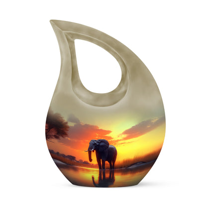Personalized Elephant Cremation Urns - Wondrous Gold 10-inch, 200 cu in - Yatskia