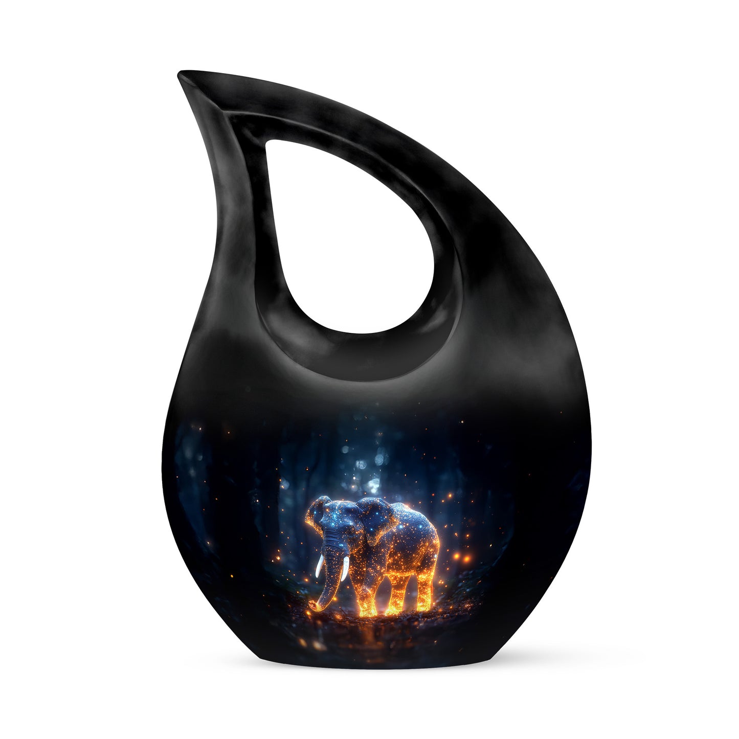 Graceful Blue Elephant Beacon Urn for Human Ashes - 10-inch, 200 cu in - Yatskia