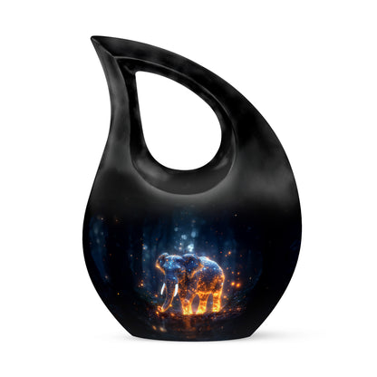 Graceful Blue Elephant Beacon Urn for Human Ashes - 10-inch, 200 cu in - Yatskia