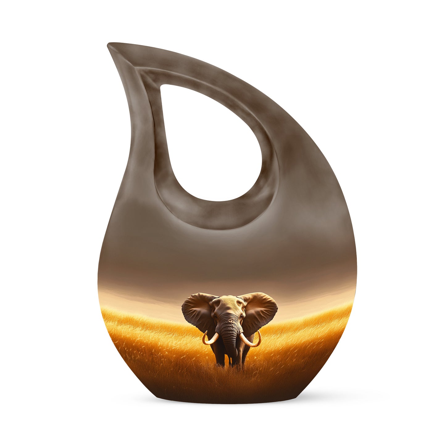 Regal Elephant Memorial Cremation Urns - Gold 10-inch, 200 cu in - Yatskia