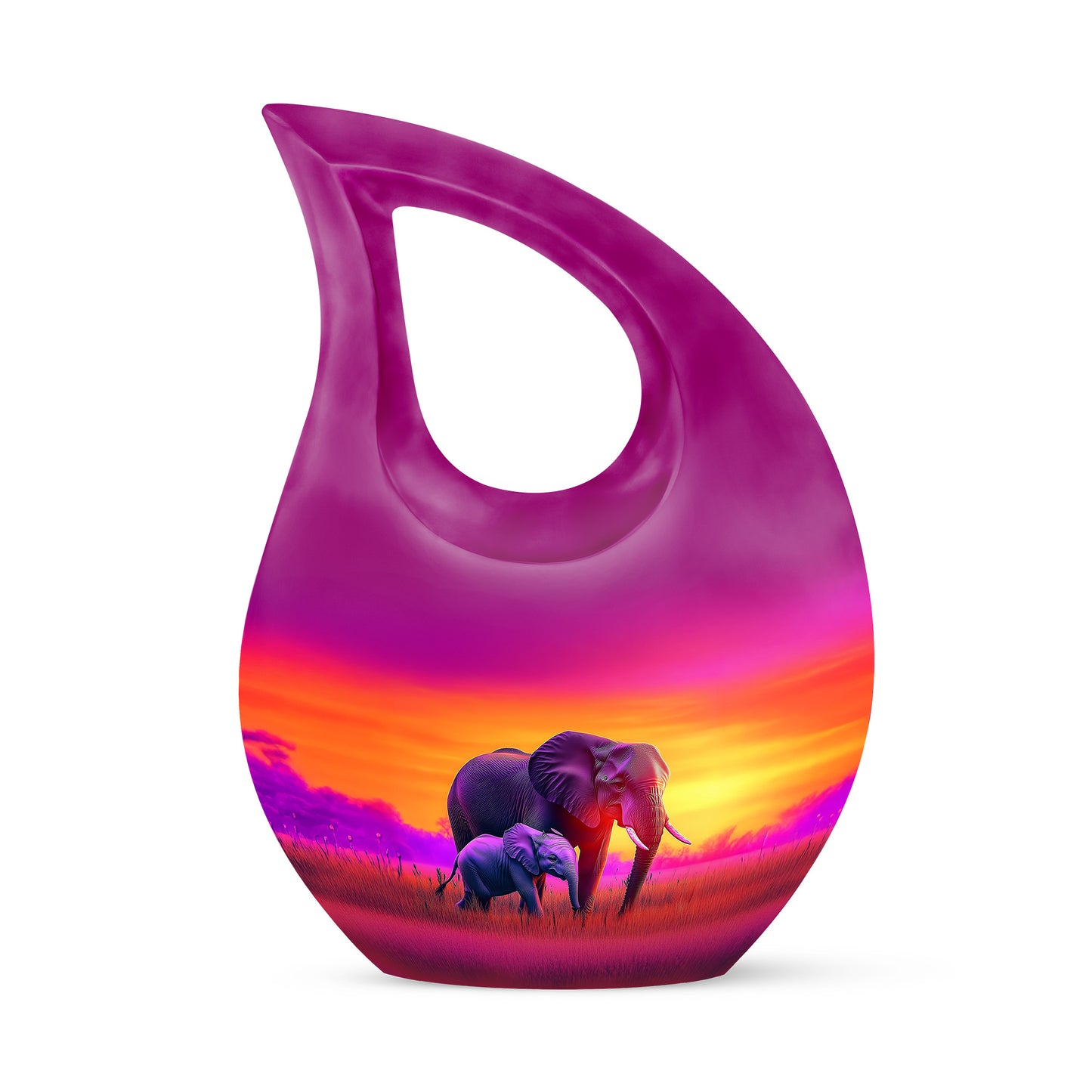 Everlasting Pink Elephant Resting Place Urn for Human Ashes - 10-inch, 200 cu in - Yatskia