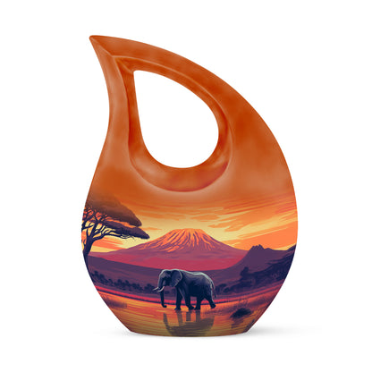 Gold Exquisite Elephant Memorial Urn for Ashes - 10-inch, 200 cu in - Yatskia