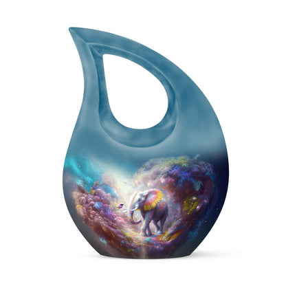 Personalized Blue Elephant Cremation Urns for Ashes - Peaceful 10-inch - Yatskia