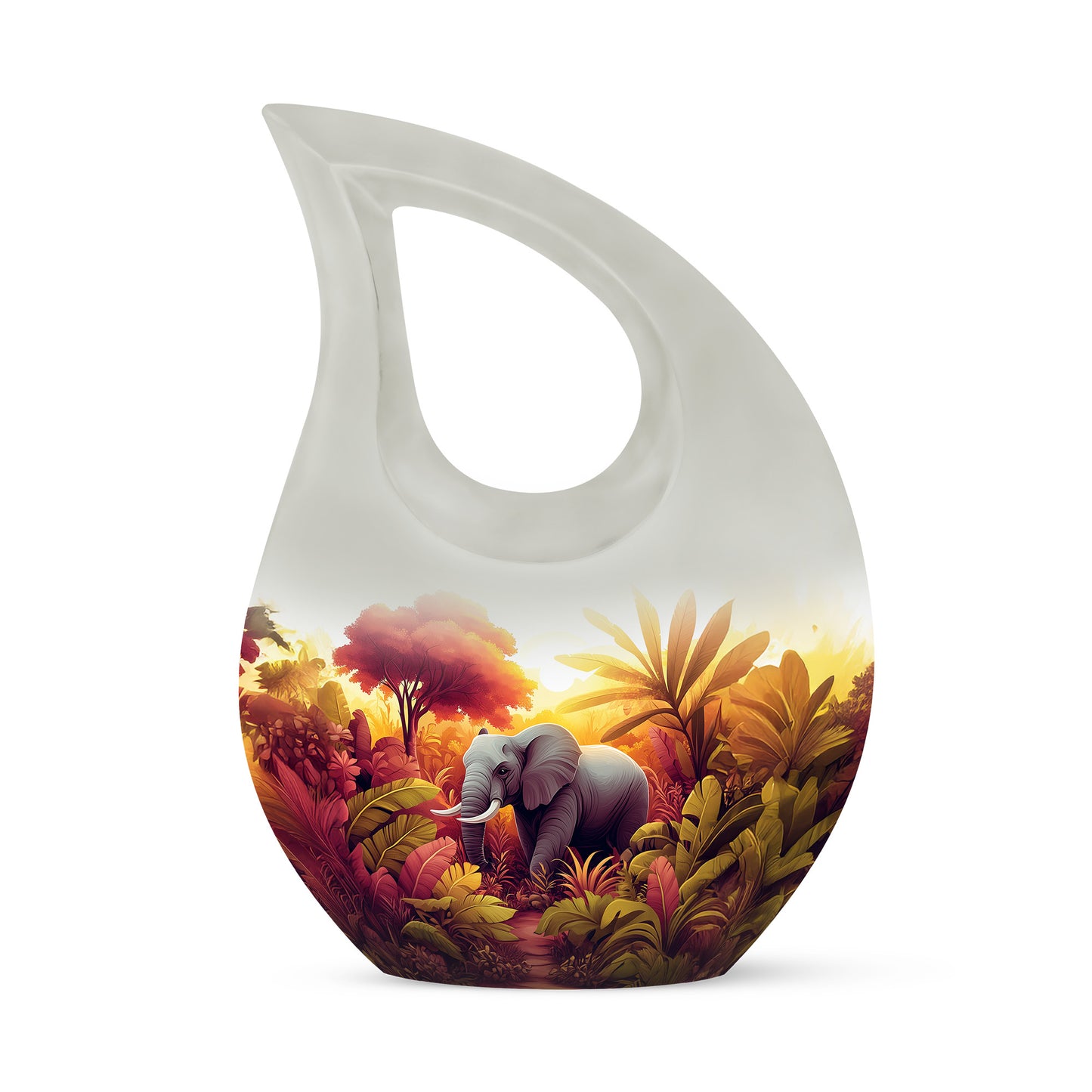 Harmonious Elephant Cremation Urns for Human Ashes - Silver 10-inch - Yatskia