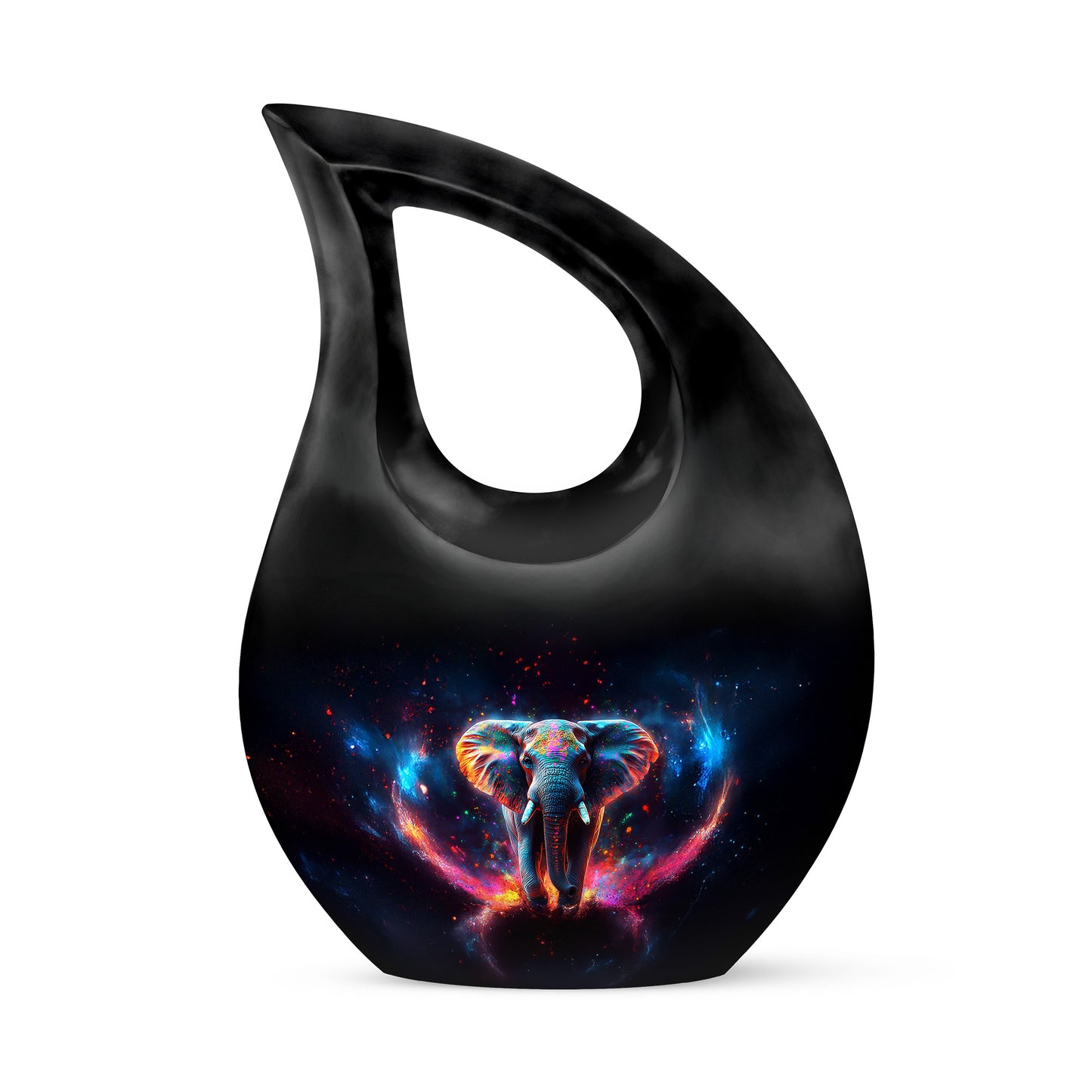 Black Elephant Benediction Cremation Urns for Human Ashes - 10-inch, 200 cu in - Yatskia