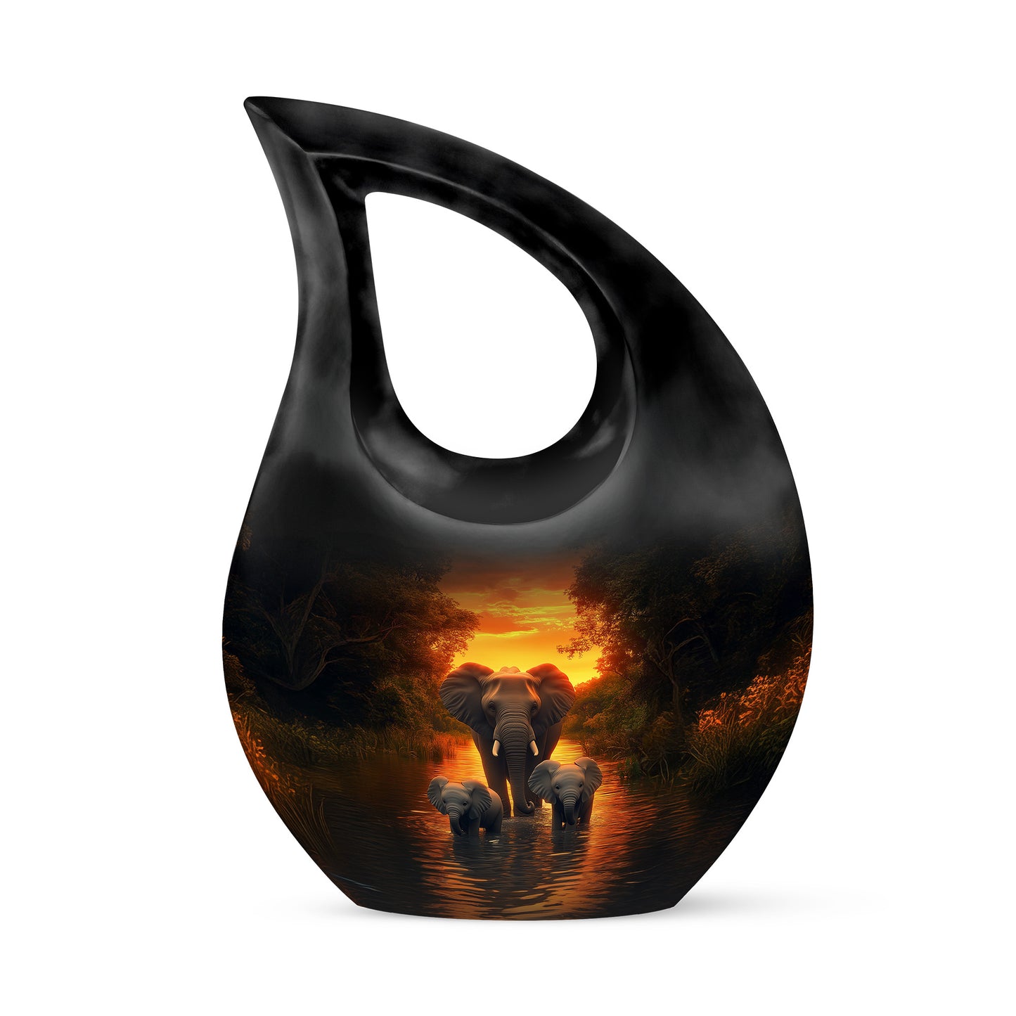 Gold Beloved Elephant Cremation Urns for Human Ashes - 10-inch, 200 cu in - Yatskia