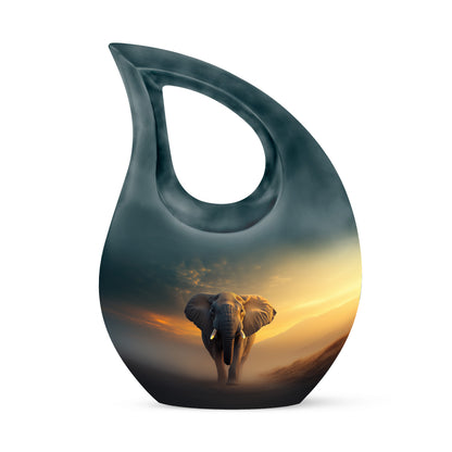 Personalized Elephant Cremation Urns - Tranquil Black 10-inch, 200 cu in - Yatskia