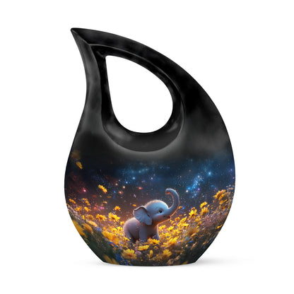 Personalized Elegant Elephant Cremation Urns - Blue 10-inch, 200 cu in - Yatskia