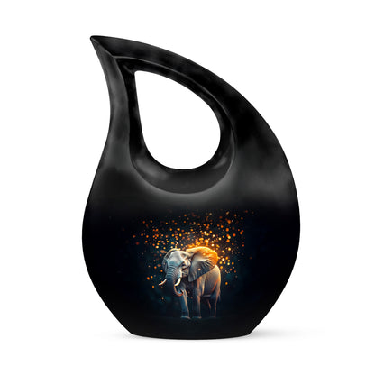 Personalized Black Elephant Cremation Urns for Ashes - Peaceful 10-inch - Yatskia