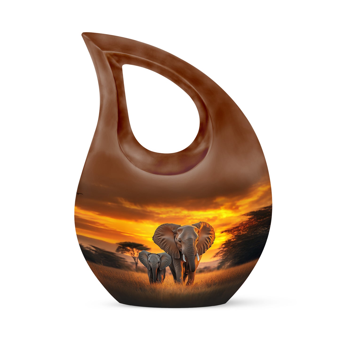 Gold Resounding Elephant Memorial Urn for Ashes - 10-inch, 200 cu in - Yatskia