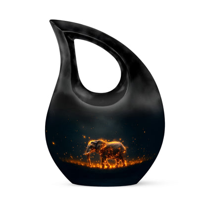 Everlasting Teal Elephant Sanctuary Urn for Human Ashes - 10-inch, 200 cu in - Yatskia