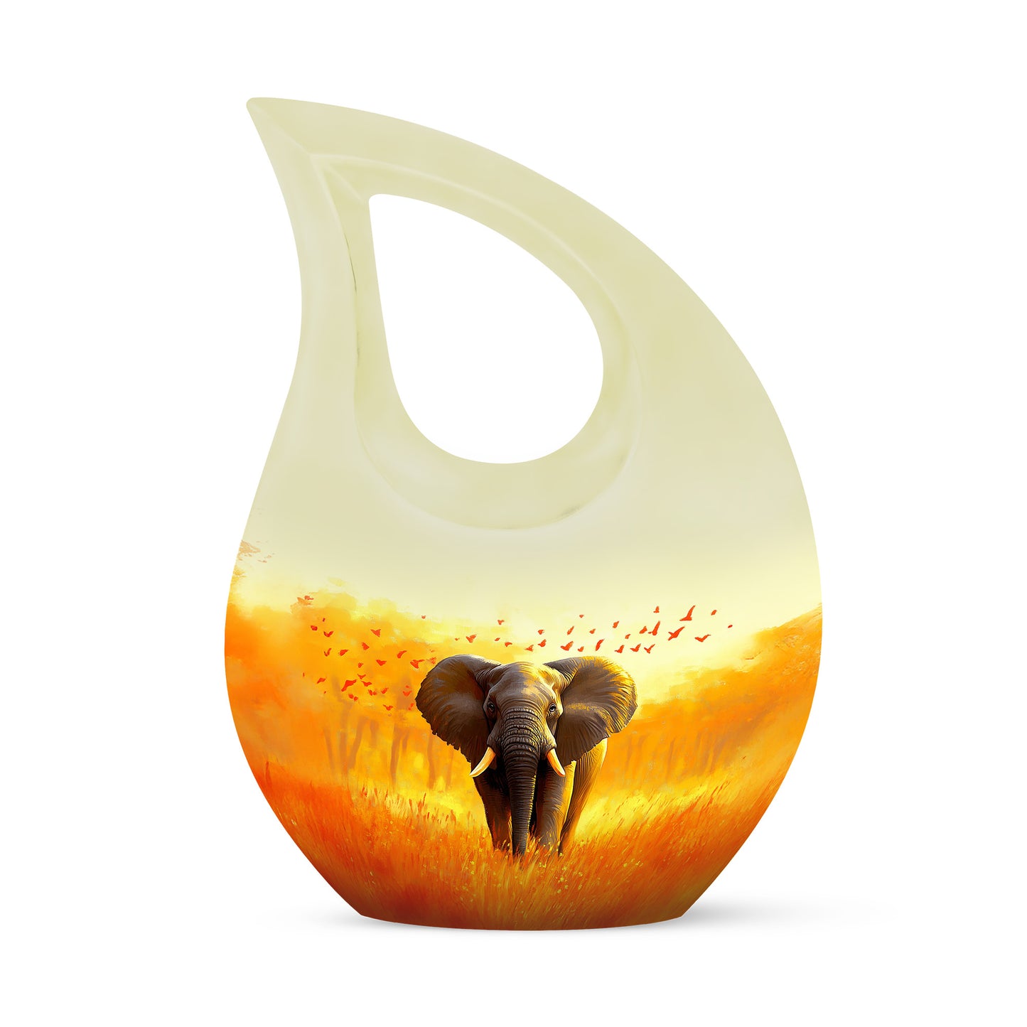 Personalized Elephant Cremation Urns - Tranquil Gold 10-inch, 200 cu in - Yatskia