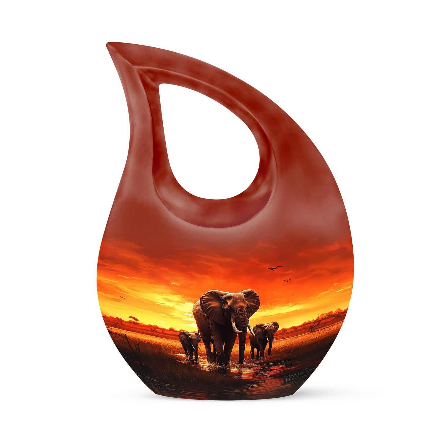 Red Exquisite Elephant Memorial Urn for Ashes - 10-inch, 200 cu in - Yatskia
