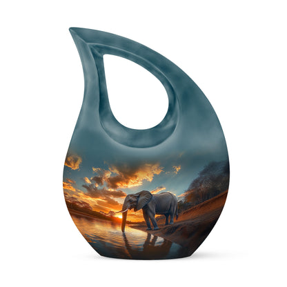 Ethereal Elephant Memorial Cremation Urns - Teal 10-inch, 200 cu in - Yatskia