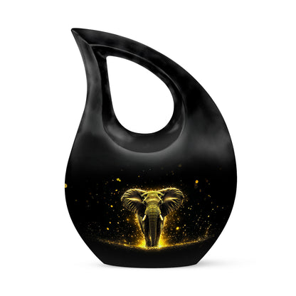 Lustrous Elephant Cremation Urns for Human Ashes - Black 10-inch - Yatskia