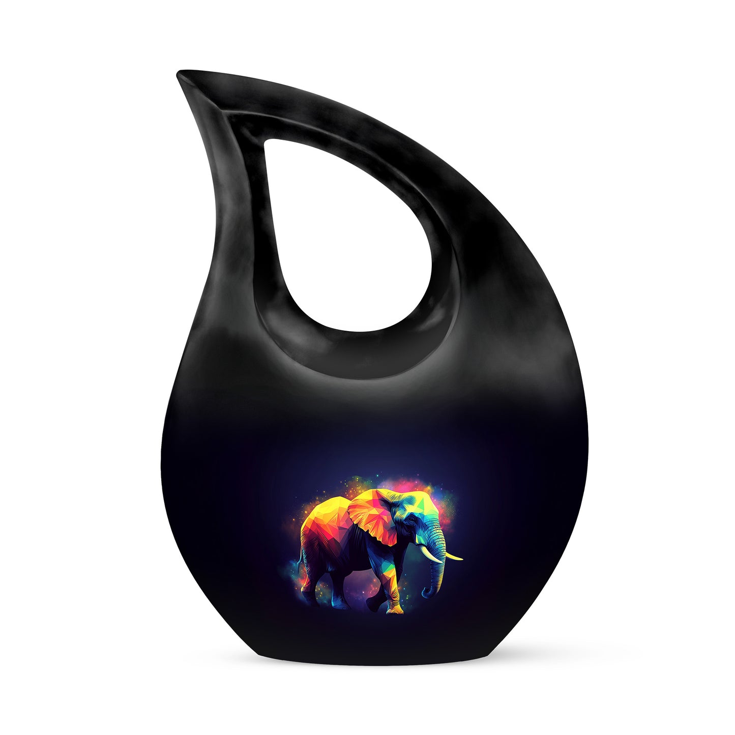 Black Serene Elephant Memorial Urn for Ashes - 10-inch, 200 cu in - Yatskia