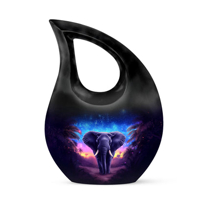 Blue Breathtaking Elephant Memorial Urn for Ashes - 10-inch, 200 cu in - Yatskia