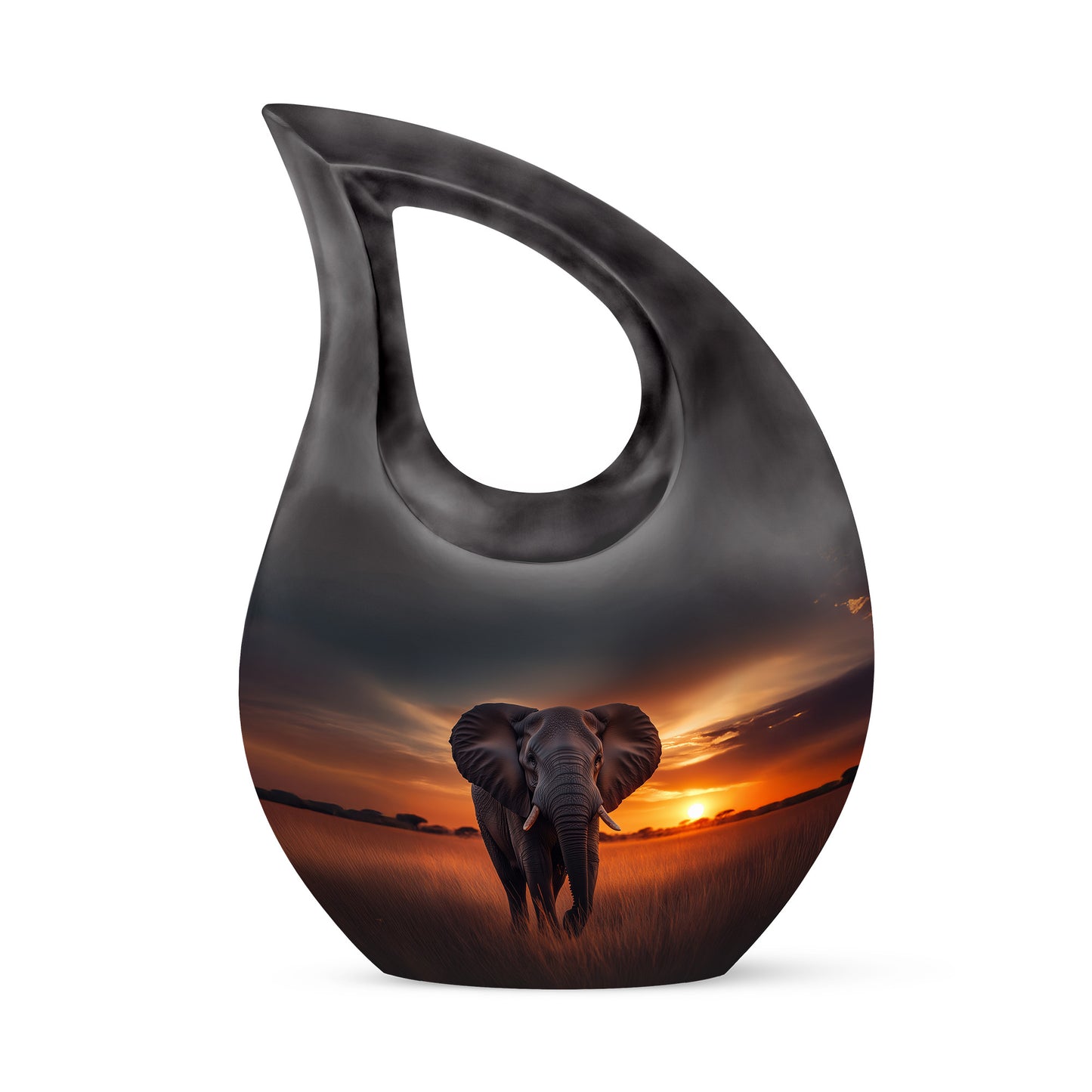 Graceful Blue Elephant Promise Urn for Human Ashes - 10-inch, 200 cu in - Yatskia