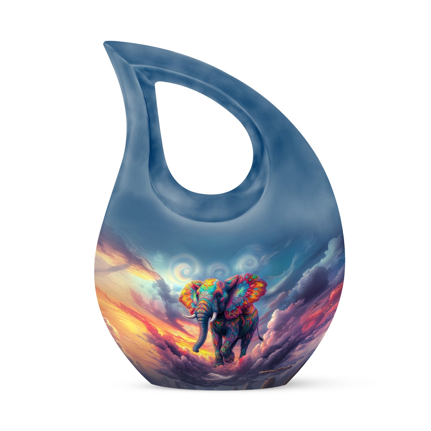 Personalized Elephant Cremation Urns - Eminent Blue 10-inch, 200 cu in - Yatskia