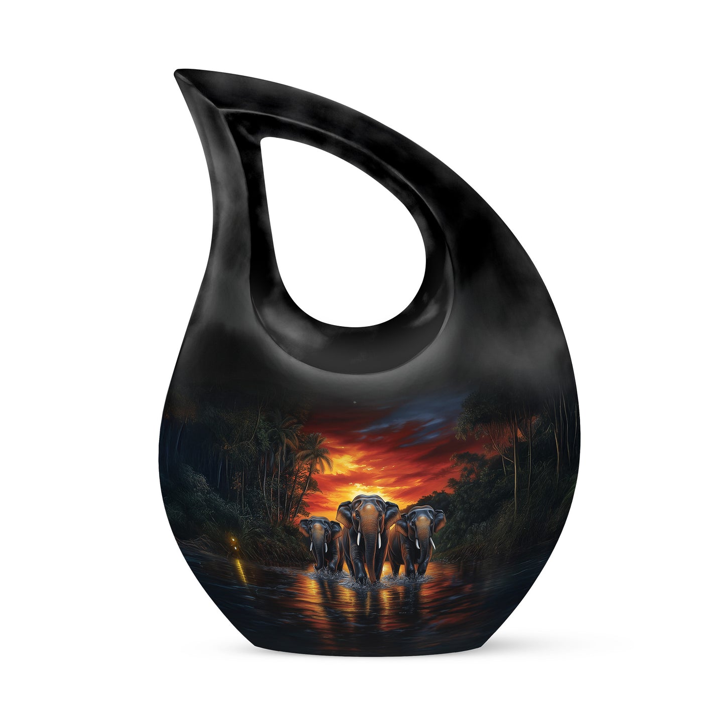 Graceful Red Elephant Beacon Urn for Human Ashes - 10-inch, 200 cu in - Yatskia