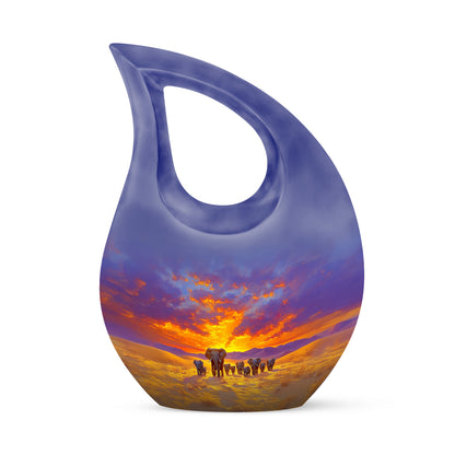 Everlasting Blue Elephant Sanctuary Urn for Human Ashes - 10-inch, 200 cu in - Yatskia