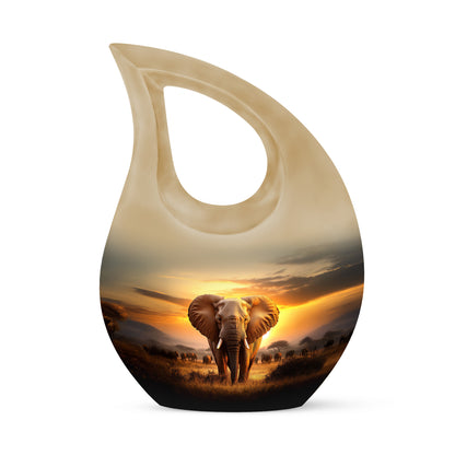 Lustrous Elephant Cremation Urns for Human Ashes - Gold 10-inch - Yatskia