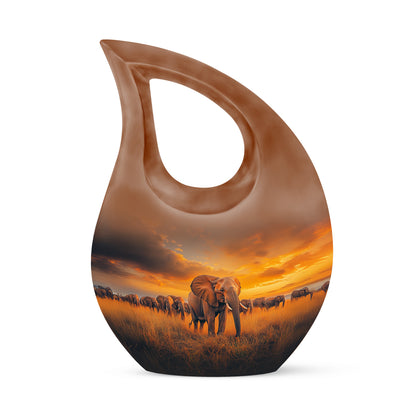 Personalized Blue Elephant Cremation Urns for Ashes - Peaceful 10-inch - Yatskia
