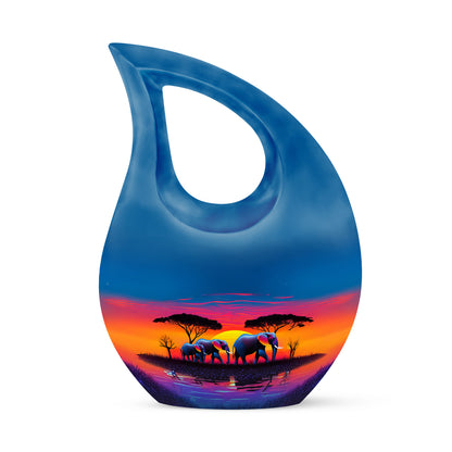 Personalized Elephant Cremation Urns - Soothing Blue 10-inch, 200 cu in - Yatskia