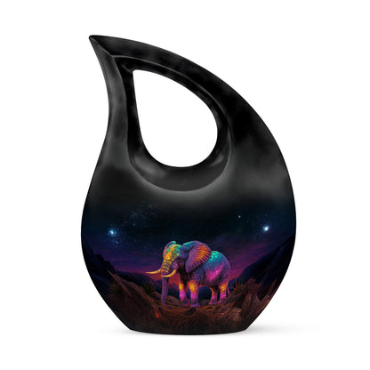 Personalized Elephant Cremation Urns - Wondrous Black 10-inch, 200 cu in - Yatskia