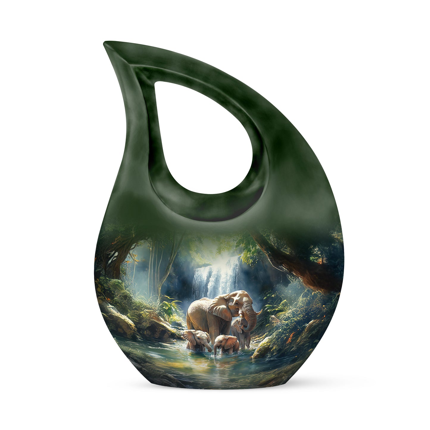 Blue Resounding Elephant Memorial Urn for Ashes - 10-inch, 200 cu in - Yatskia