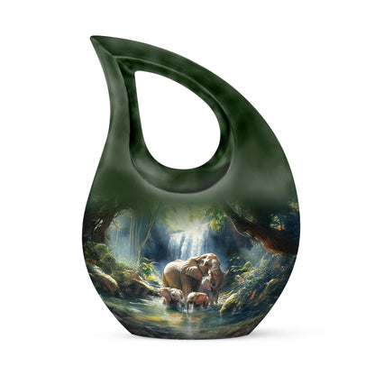 Blue Resounding Elephant Memorial Urn for Ashes - 10-inch, 200 cu in - Yatskia