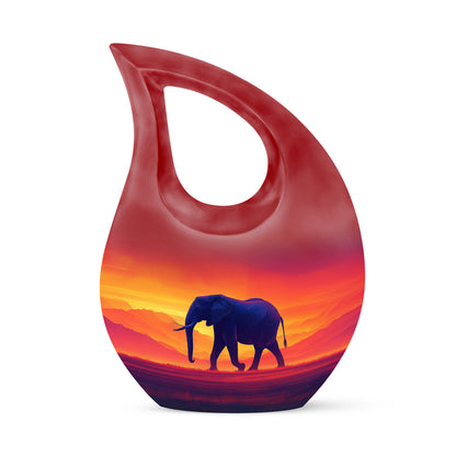 Personalized Elegant Elephant Cremation Urns - Red 10-inch, 200 cu in - Yatskia