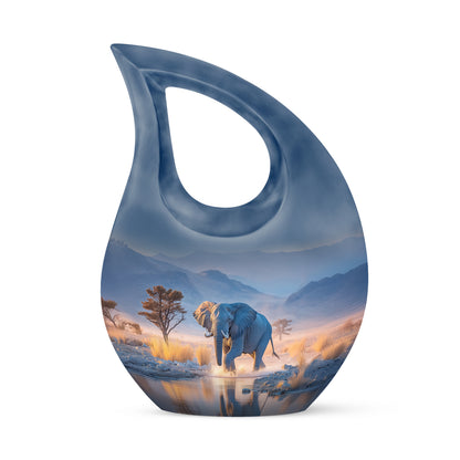 Remarkable Elephant Memorial Cremation Urns - Blue 10-inch, 200 cu in - Yatskia