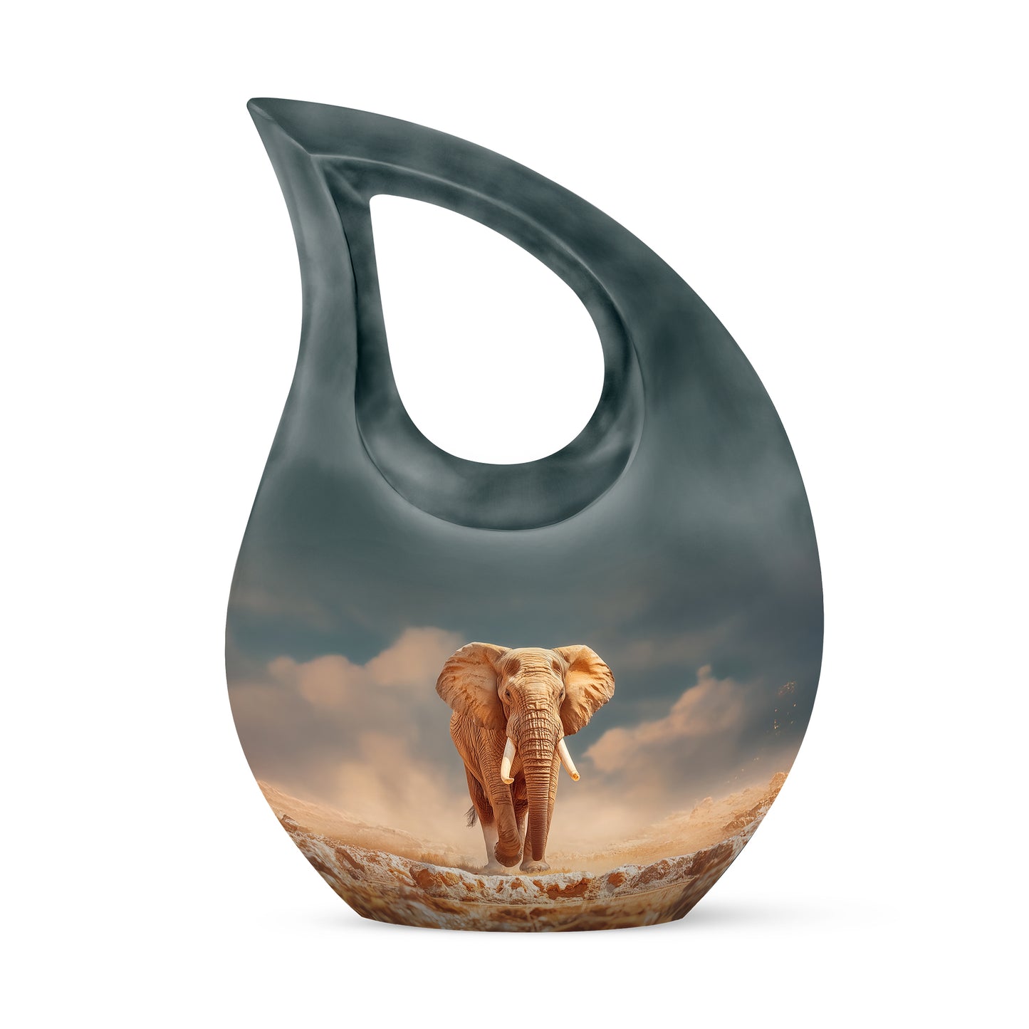 Personalized Elephant Cremation Urns - Eminent Teal 10-inch, 200 cu in - Yatskia