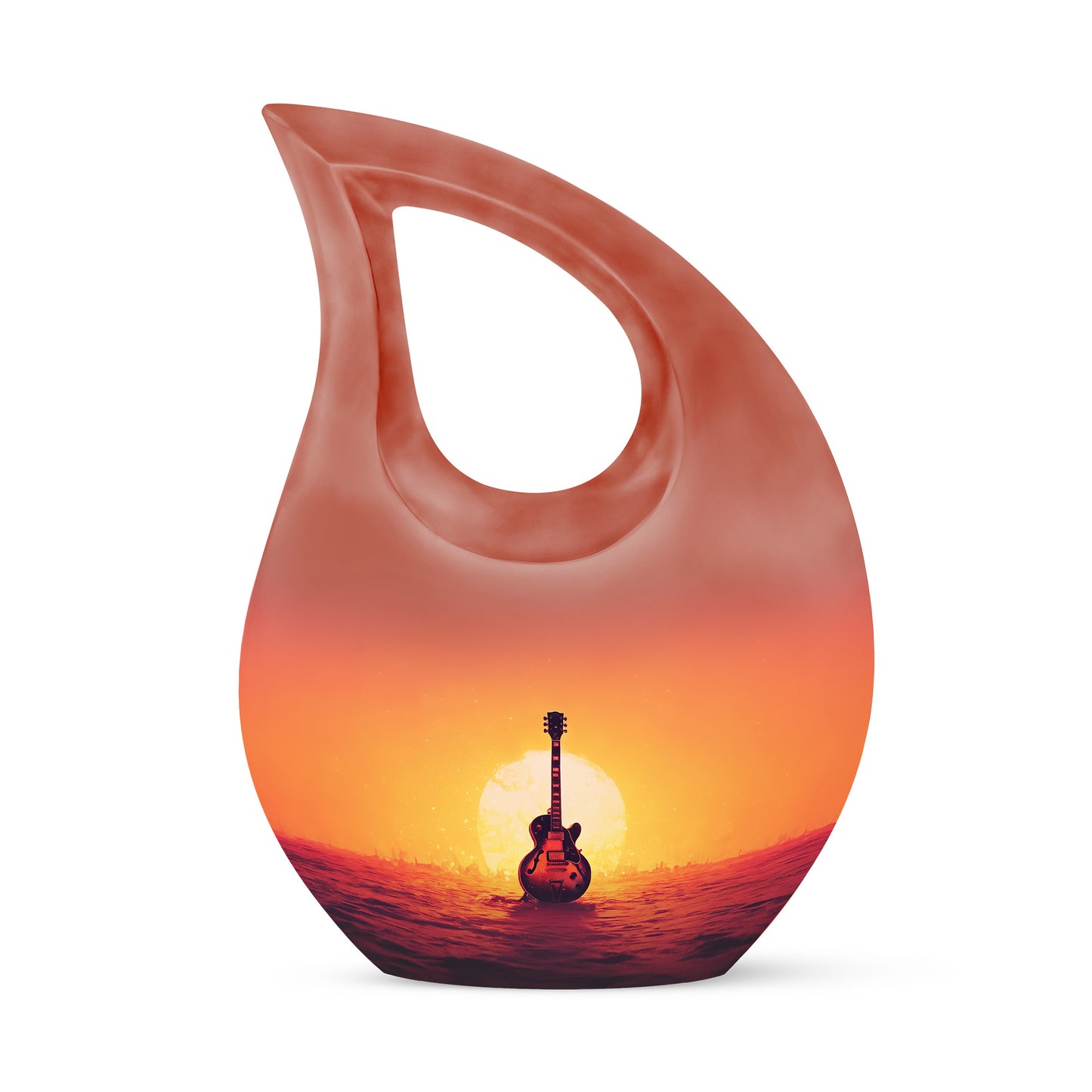 Red Sacred Guitar Cremation Urns for Human Ashes - 10-inch, 200 cu in - Yatskia