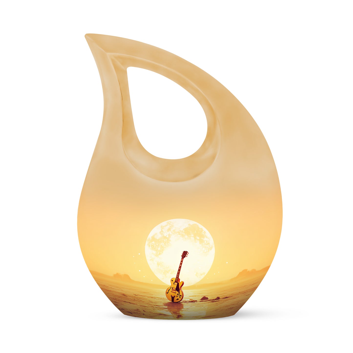 Personalized Guitar Cremation Urns - Tranquil Gold 10-inch, 200 cu in - Yatskia
