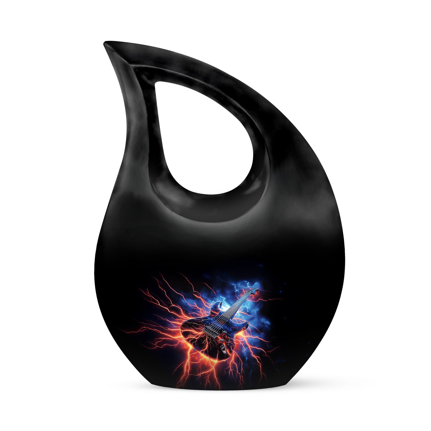 Hallowed Guitar Cremation Urns for Human Ashes - Black 10-inch - Yatskia