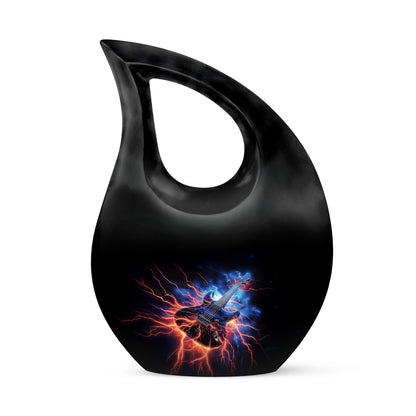 Hallowed Guitar Cremation Urns for Human Ashes - Black 10-inch - Yatskia