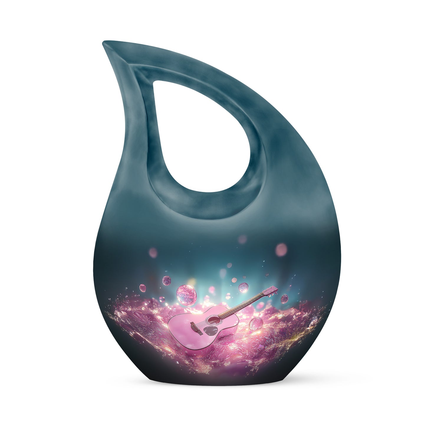 Personalized Blue Guitar Cremation Urns for Ashes - Transcendent 10-inch - Yatskia