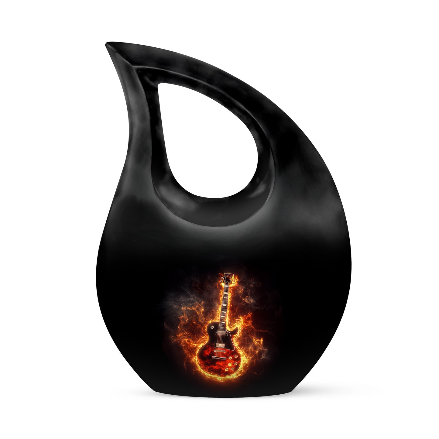 Black Guitar Remembrance Cremation Urns for Human Ashes - 10-inch, 200 cu in - Yatskia