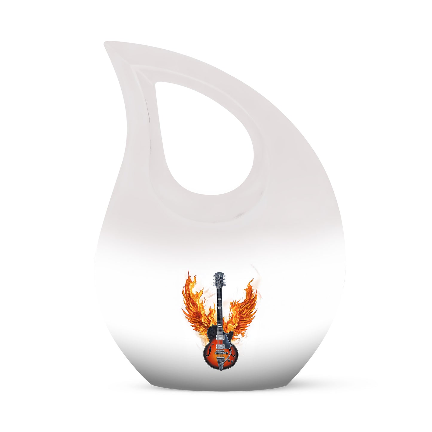 Silver Guitar Cremation Urns - Enduring Dedication 10-inch, 200 cu in - Yatskia