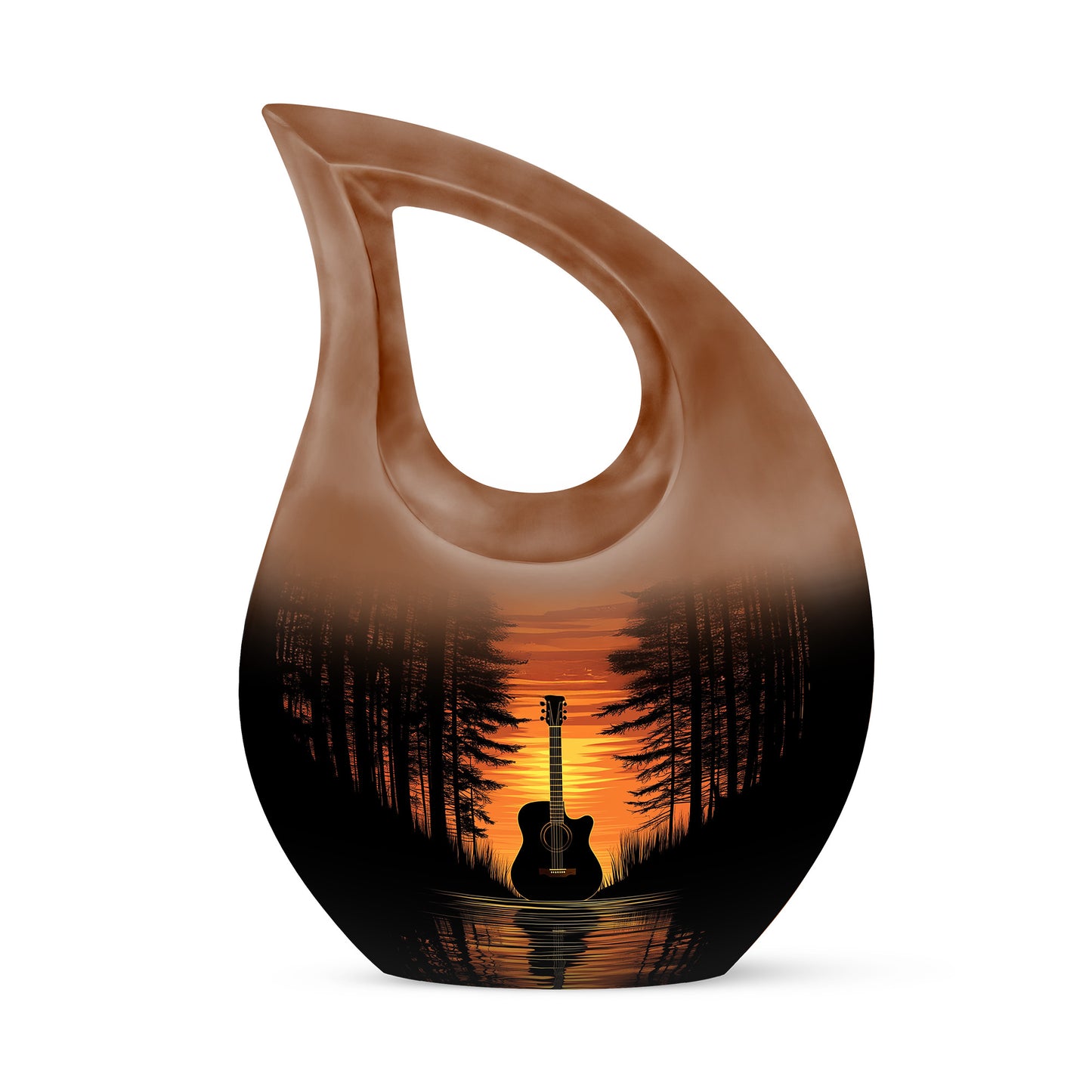 Harmonious Guitar Cremation Urns for Human Ashes - Black 10-inch - Yatskia