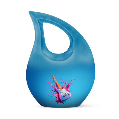 Blue Guitar Cremation Urns - Honored Commemoration 10-inch, 200 cu in - Yatskia